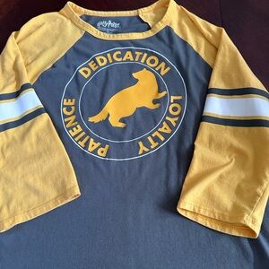 Harry Potter Hufflepuff Badger 3/4 Sleeved Tee Baseball T Shirt Medium